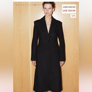 NWT Mango Wool overcoat size XXS black